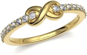 0.14 Carat Round Cut Infinity Design Natural Diamond Wedding Band Ring Women Set 10KT Solid Gold Minimal Jewellery For Her (Clarity I1-I2, Color HI)