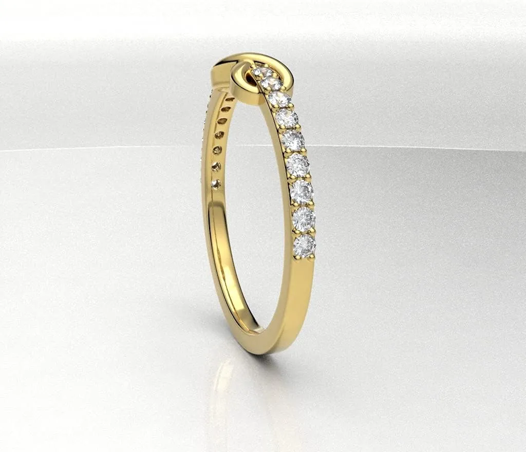 0.14 Carat Round Cut Infinity Design Natural Diamond Wedding Band Ring Women Set 10KT Solid Gold Minimal Jewellery For Her (Clarity I1-I2, Color HI)