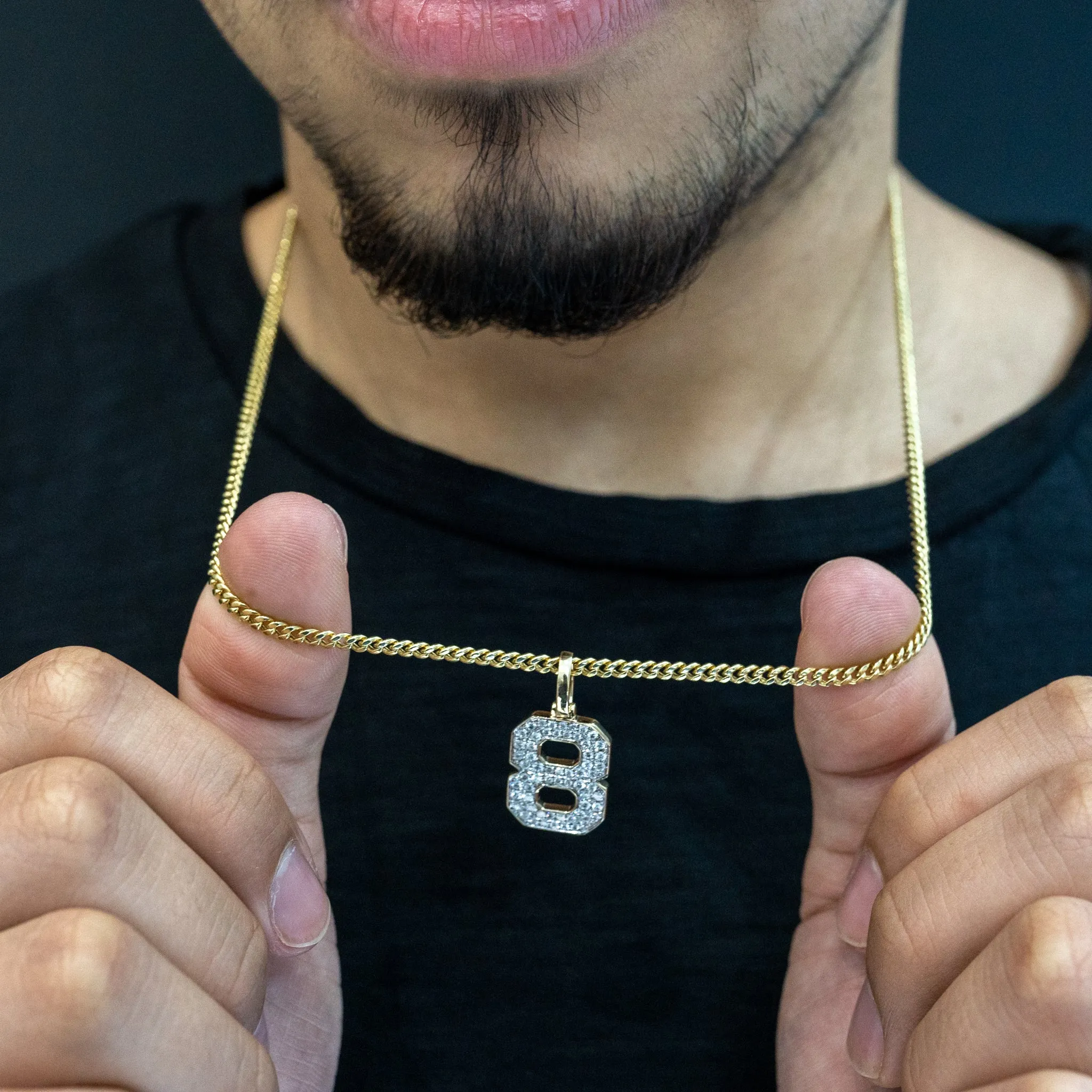 10k Yellow Gold Diamond Number 8 Pendant 0.66 ctw