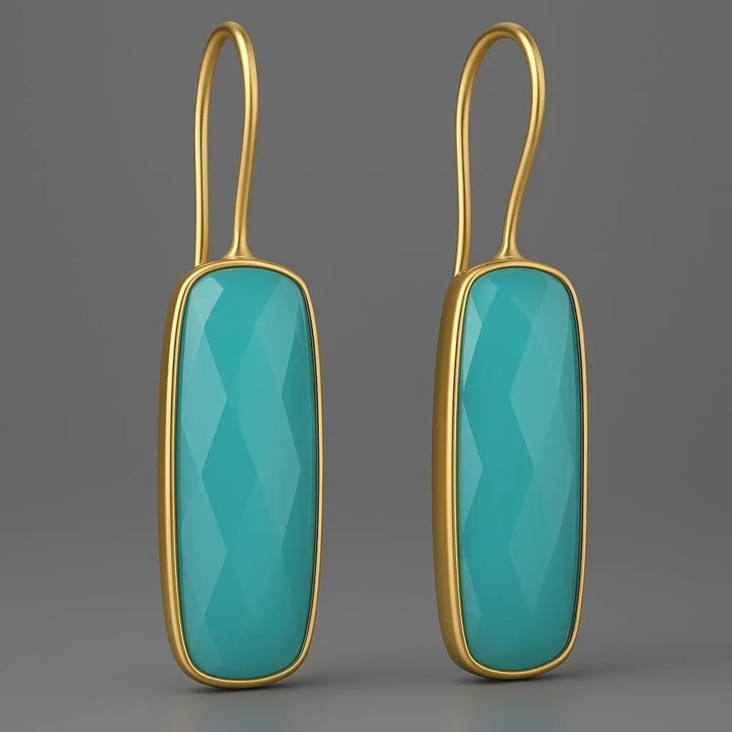 10X30 MM Gemstone French Dangle Earring 18k Yellow Gold Plated Gemstone Dangle Earrings For Women | Birthstone Earring For Women
