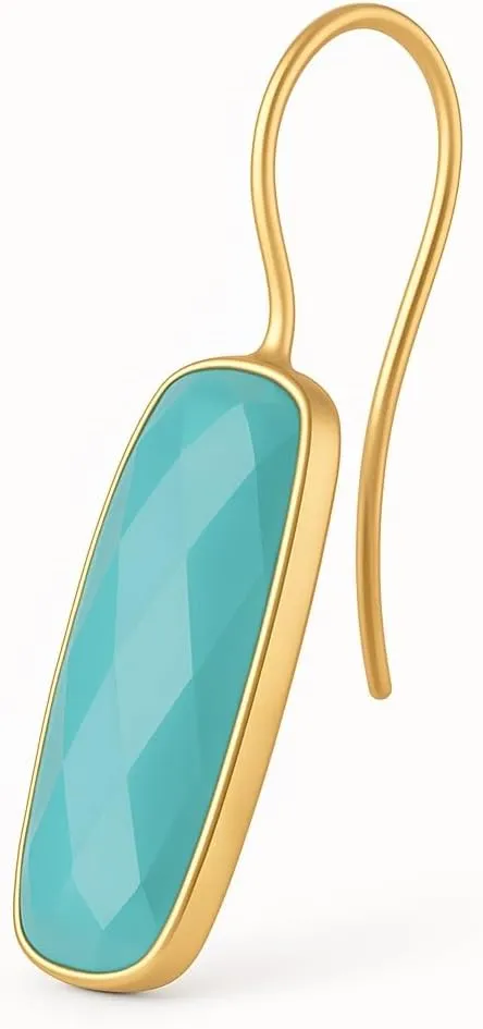 10X30 MM Gemstone French Dangle Earring 18k Yellow Gold Plated Gemstone Dangle Earrings For Women | Birthstone Earring For Women