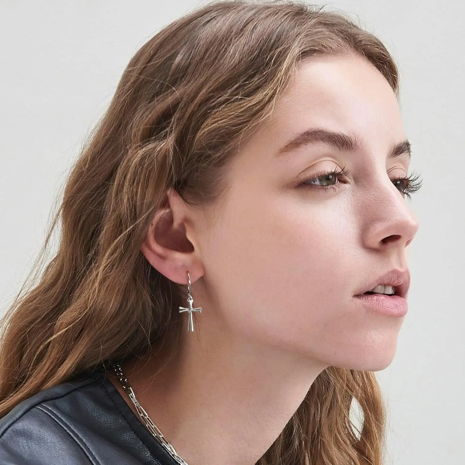 14K Gold Earring Cross Waterdrop Butterfly Heart Knot Earrings for Women Gold Silver Cross Leverback Drop Gold Silver Teardrop Hoop Dangle Earring White Gold Dangle Drop Earring