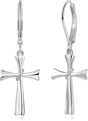 14K Gold Earring Cross Waterdrop Butterfly Heart Knot Earrings for Women Gold Silver Cross Leverback Drop Gold Silver Teardrop Hoop Dangle Earring White Gold Dangle Drop Earring