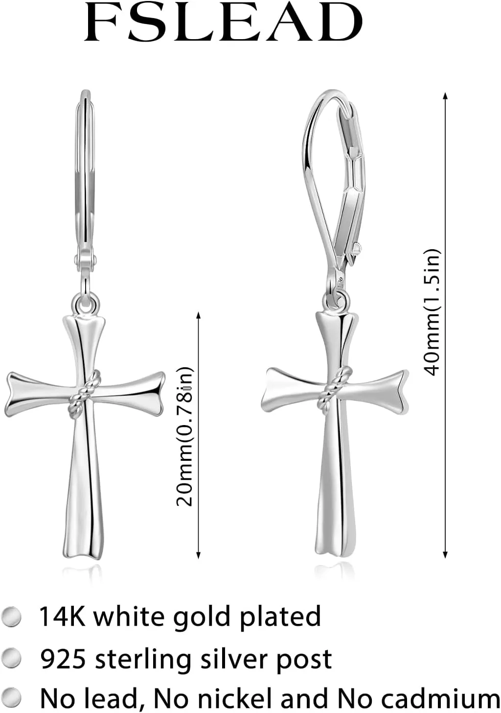 14K Gold Earring Cross Waterdrop Butterfly Heart Knot Earrings for Women Gold Silver Cross Leverback Drop Gold Silver Teardrop Hoop Dangle Earring White Gold Dangle Drop Earring