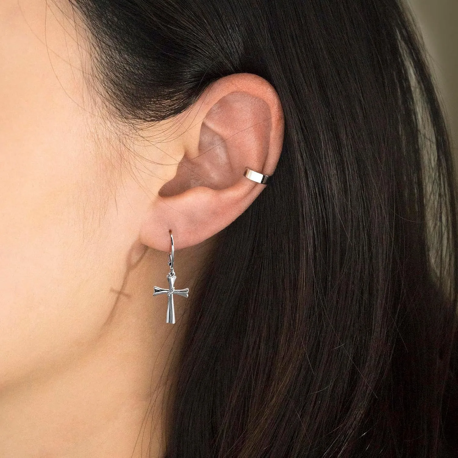 14K Gold Earring Cross Waterdrop Butterfly Heart Knot Earrings for Women Gold Silver Cross Leverback Drop Gold Silver Teardrop Hoop Dangle Earring White Gold Dangle Drop Earring