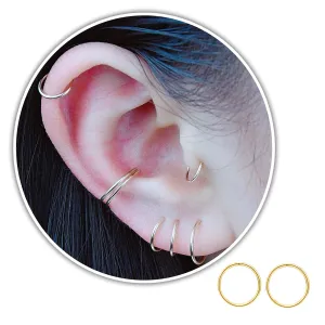 14K Gold Filled Small Hoop Earrings for Women Girls, Conch Piercing Jewellry Hoop, 12mm 22 Gauge