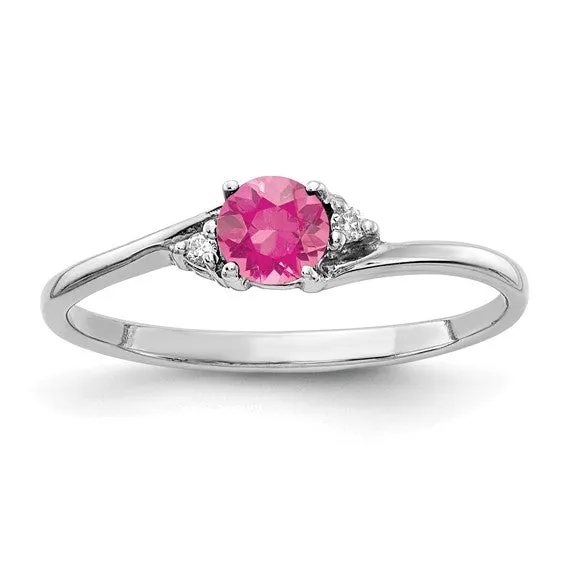14k Gold Genuine Petite 4mm Round Gemstone and Diamond Rings