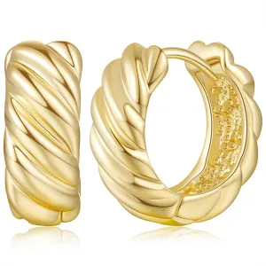 14K Gold Hoops Earrings 14 Karat Gold Hoop Earrings Twisted Thick Small Hoop Earring Mini Hoops Earring Hinged Snap Back