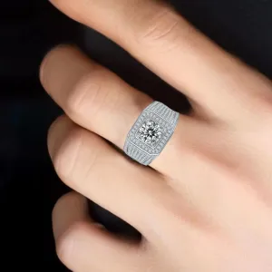 14K Gold Men's Wedding Rings,2 Carat Diamond Ring D-color VVS1,Luxuriously Studded Trendsetting Full Diamond Design,Father's Day Gift