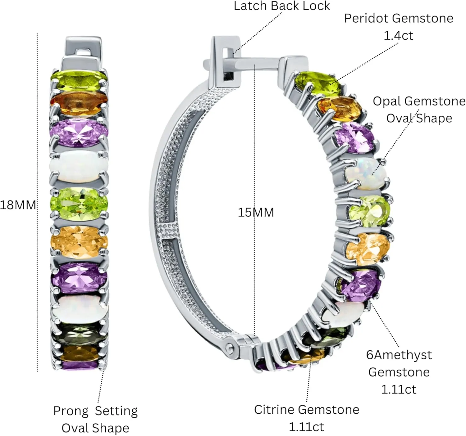 14K Gold Multi Color Huggies Hoop Earrings, Gemstone (3.62) Hoop Earrings, Colorful Jewelry, Birthstone Gift, Gift For Her.