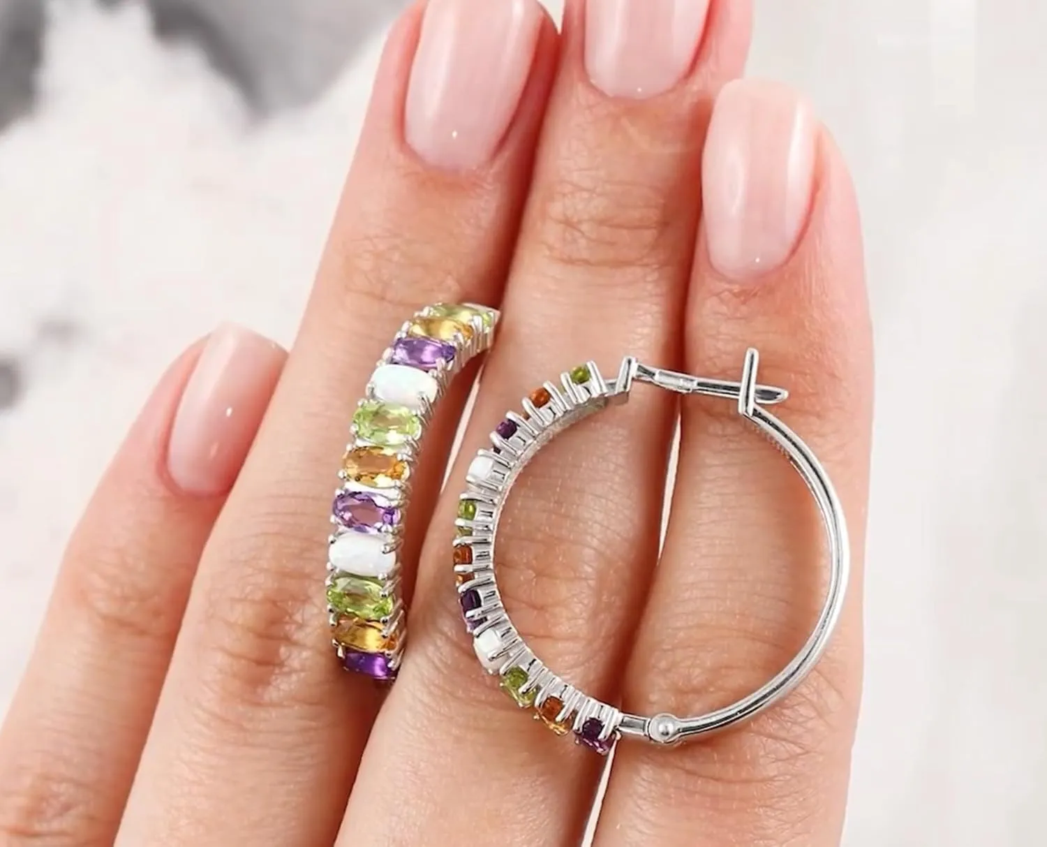 14K Gold Multi Color Huggies Hoop Earrings, Gemstone (3.62) Hoop Earrings, Colorful Jewelry, Birthstone Gift, Gift For Her.