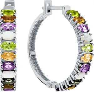 14K Gold Multi Color Huggies Hoop Earrings, Gemstone (3.62) Hoop Earrings, Colorful Jewelry, Birthstone Gift, Gift For Her.