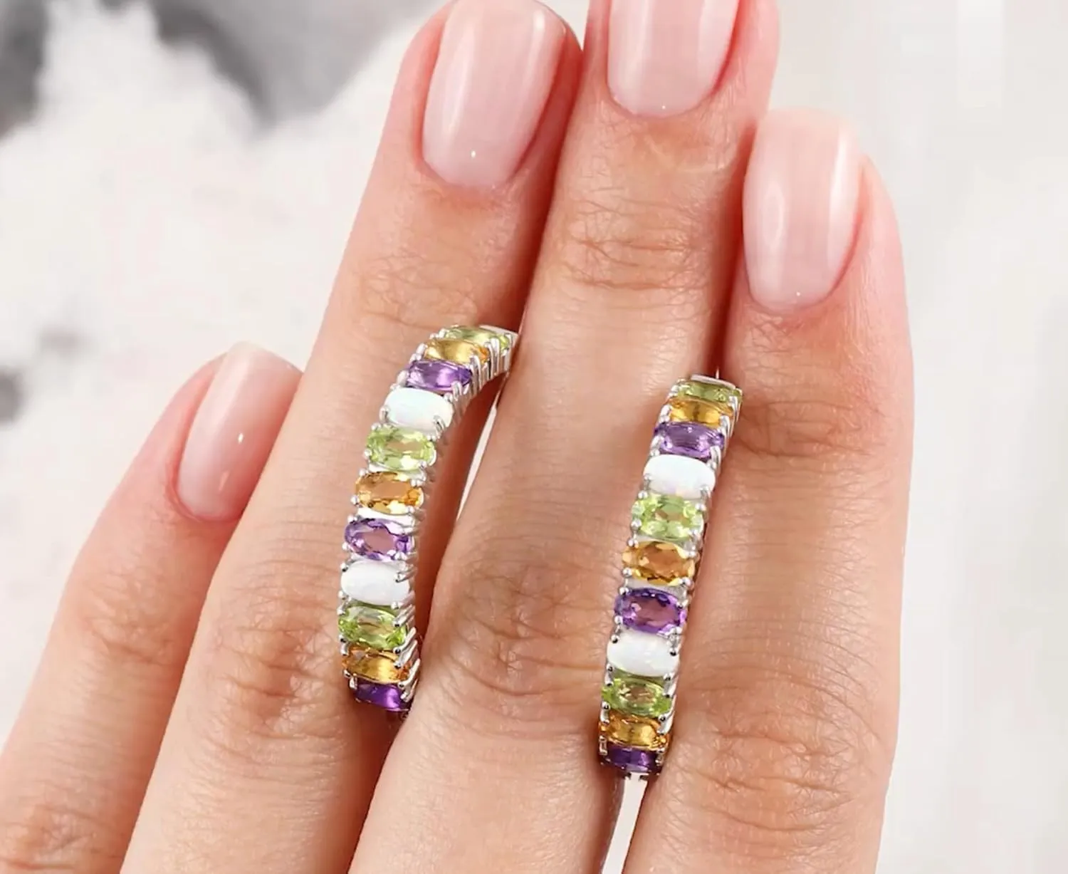14K Gold Multi Color Huggies Hoop Earrings, Gemstone (3.62) Hoop Earrings, Colorful Jewelry, Birthstone Gift, Gift For Her.