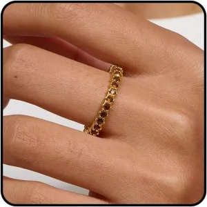 14K Gold Plated Birthstone Rings For Women, Dainty Cubic Zirconia Stackable Rings Unique For Her Birthday Mothers Daughter Bridesmaid Wedding Jewelry Gifts