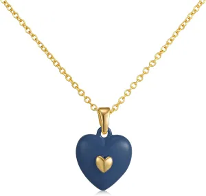 14K Gold Plated Heart Pendant Necklace for Women Trendy Cute Dainty Love Choker Necklaces Pink Black White Red Enamel Heart Pendants Fashion Jewelry Birthday Mother Gifts