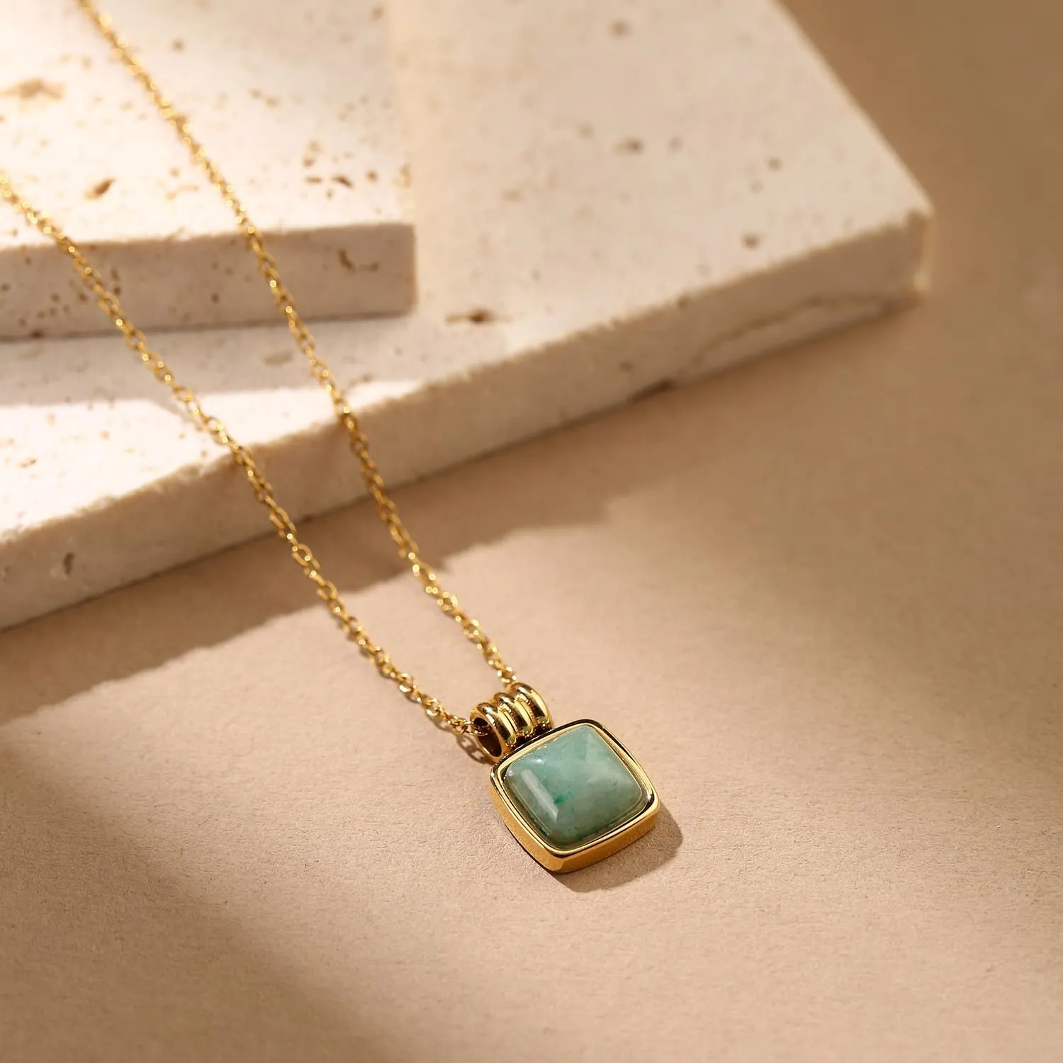 14K Gold Plated Jade Necklace for Women | Gold Plated Necklaces for Women| Natural Jade Agate Crystal Healing Handmade | |Lucky Jewelry Gifts