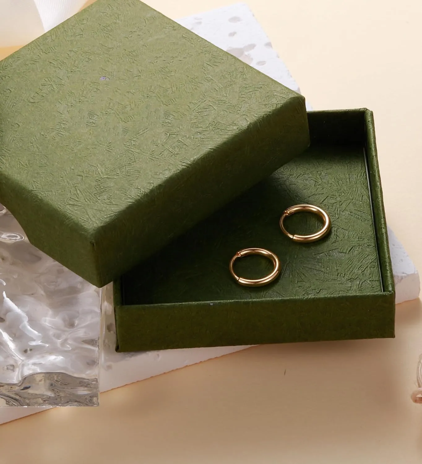 14K Gold Plated Small Hoop Earrings for Women Hypoallergenic 316L Surgical Steel Cartilage Huggie Hoop Earrings Handmade Hinge Huggie Hoop Earrings for Helix Tragus Conch Piercing Jewelry 8mm