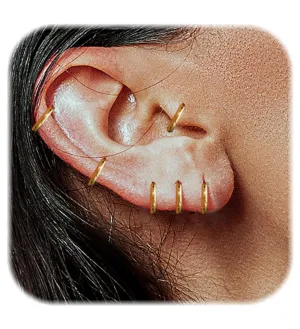 14K Gold Plated Small Hoop Earrings for Women Hypoallergenic 316L Surgical Steel Cartilage Huggie Hoop Earrings Handmade Hinge Huggie Hoop Earrings for Helix Tragus Conch Piercing Jewelry 8mm