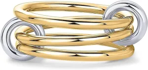 14K Gold Plated Stackable Rings Non-Tarnish CZ Cubic Zirconia Gold & Silver Interlocking Design Trendy Chunky Band for Jewelry Gift for Women