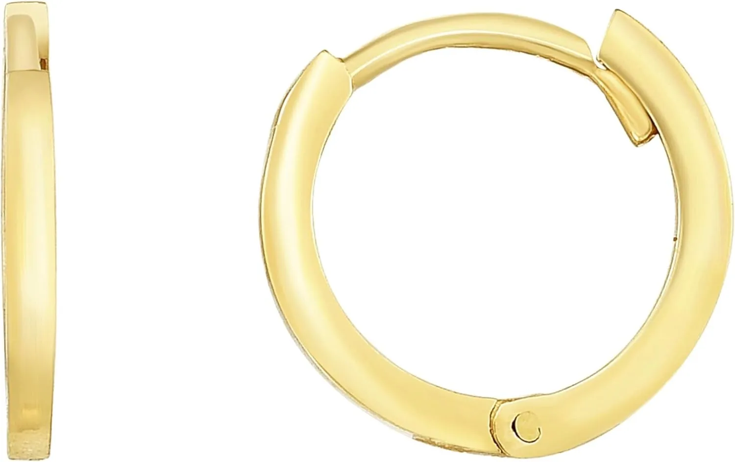 14K Gold Round Hoop Earrings, 12mm