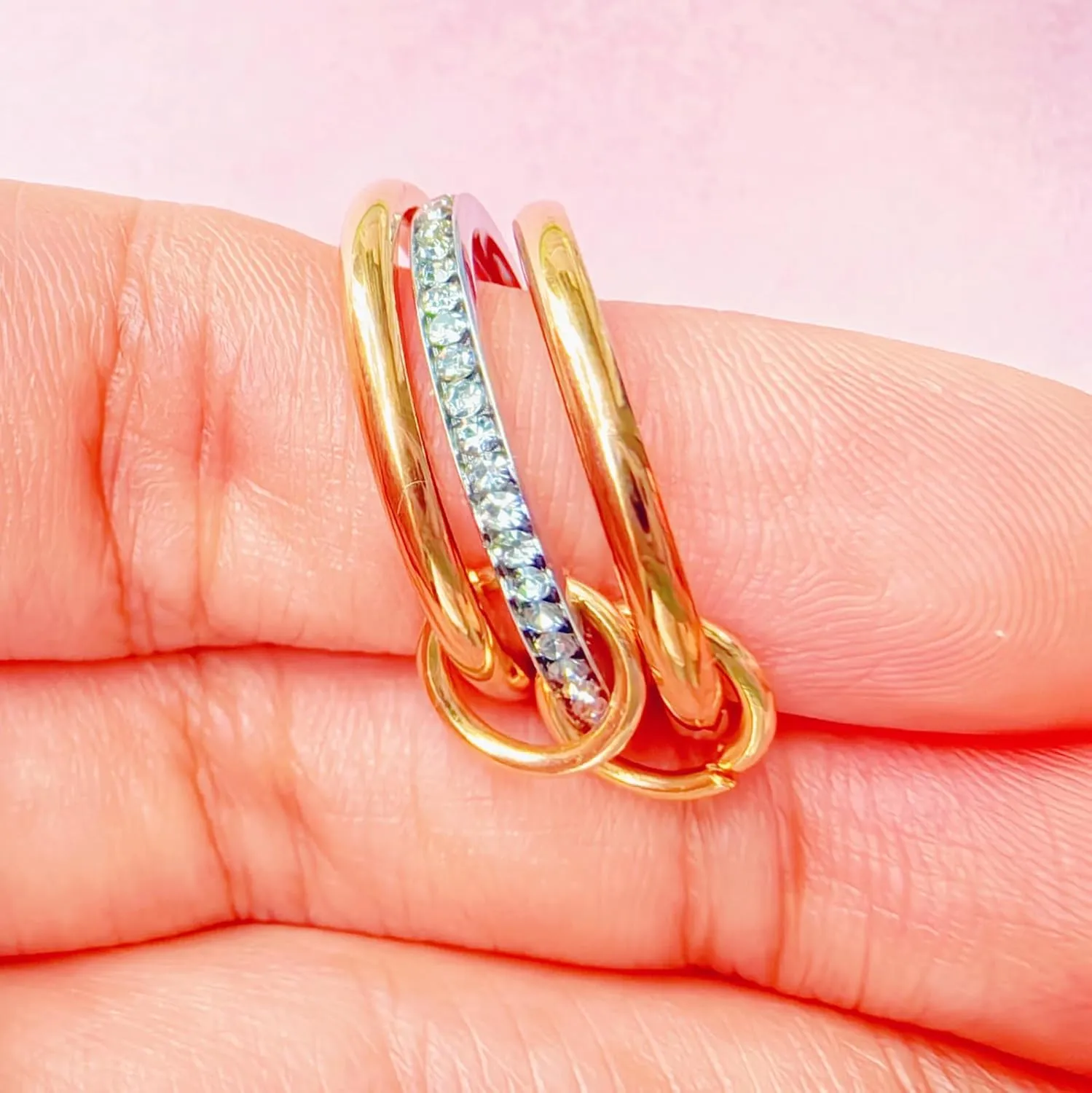 14k Gold Stackable Rings for Women, CZ Rings Multi Stack Rings Interlocked Band Jewelry Gift