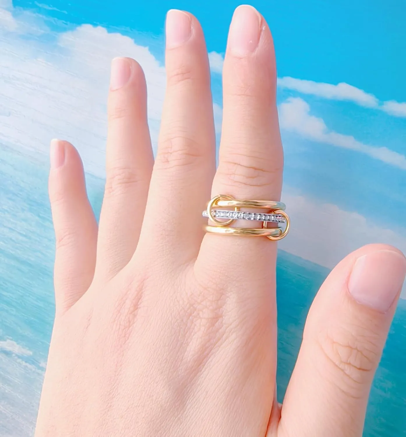 14k Gold Stackable Rings for Women, CZ Rings Multi Stack Rings Interlocked Band Jewelry Gift