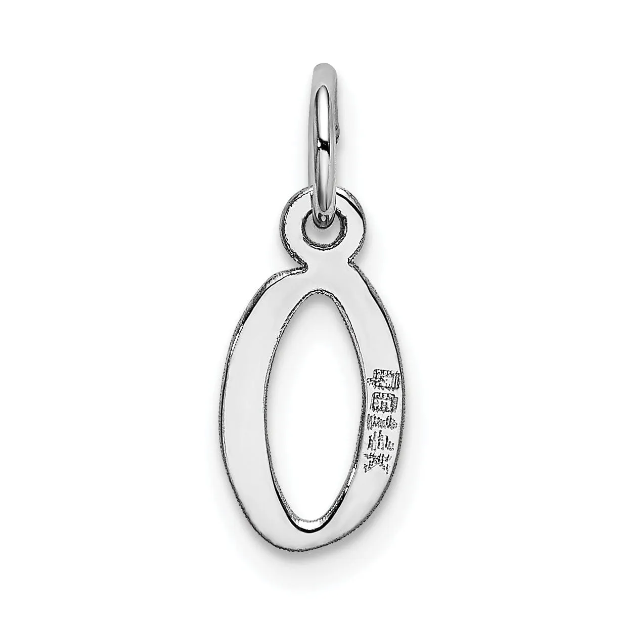 14k White Gold Small Slanted Block Letter O Initial Pendant