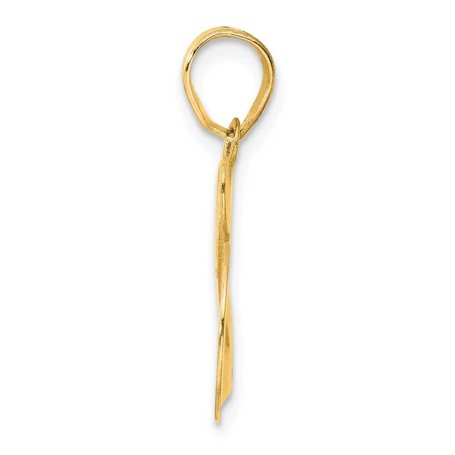 14k Yellow Gold Polished Etched Finish Number 25 Charm Pendant