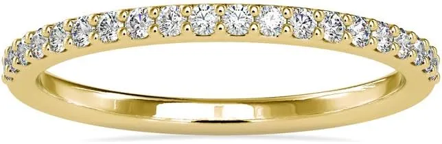 1/5 Carat Diamond Half Eternity Wedding Band Ring for Women in 18k Gold (I-J, SI1-SI2, cttw) 4-Prong Setting Anniversary Couple Promise Ring for Her Size 4 to 10.5 by VVS Gems