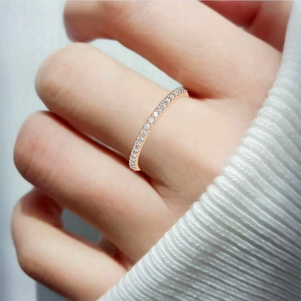 1/5 Carat Diamond Half Eternity Wedding Band Ring for Women in 18k Gold (I-J, SI1-SI2, cttw) 4-Prong Setting Anniversary Couple Promise Ring for Her Size 4 to 10.5 by VVS Gems