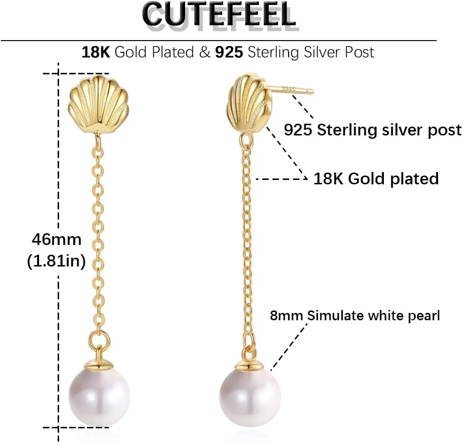 18K Gold Plated Dangle Earrings for Women, Gold Drop Dangling Earrings Hypoallergenic Jewelry Gift