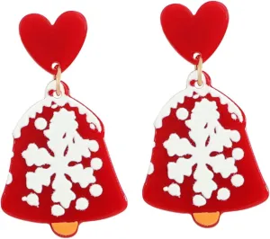 1pair Christmas Snowflake Heart Earrings for Women Elegant Dangle Holiday Jewelry for Parties Weddings and Year Celebrations