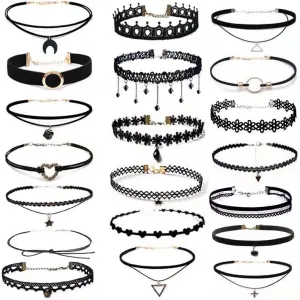20Pcs Velvet Choker Necklace Tattoo Lace Gothic Classic Black Necklace Collar Clavicle Chain Necklace for Women Y2k Necklace Jewelry Gift