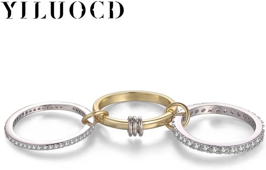 3pcs Stainless Steel Stacking Engagement Rings for Women Micro Paved 5A CZ Cubic Zirconia Ring Set Stackable Full Finger Jewelry