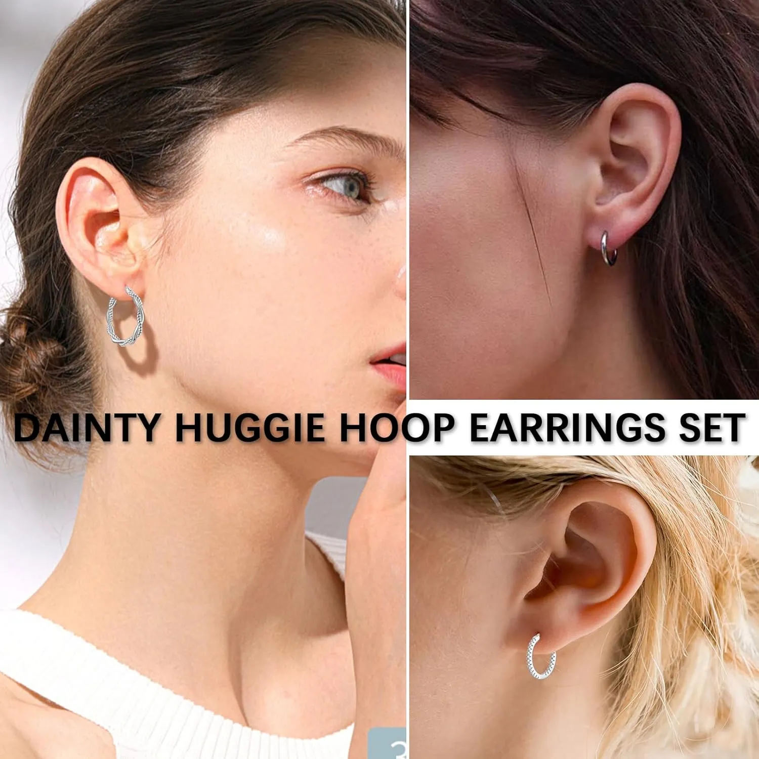 4 Pairs Silver Hoop Earrings for Women- 925 Hypoallergenic Sterling Silver Hoop Earrings Set,Large Minimalist Silver Hoops Gifts(30MM 40MM 50MM 60MM)