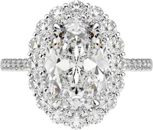 4.5 Carat Oval Moissanite Rings for Women Engagement Rings Promise Ring Halo Rings 925 Sterling Silver Rings Lab Grown 4-Prong Diamond Rings for Mom Chiristmas Size 6-9