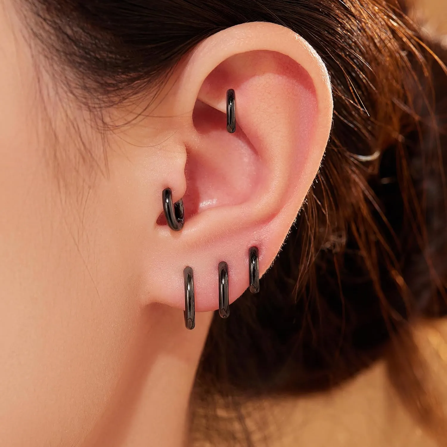 5 Pairs Small Gold Silver Hoop Earrings for Women Men,Hypoallergenic 316L Surgical Stainless Steel Earrings for Sensitive Ears,Cute Tiny Huggie Hoops Earrings Set for Multiple Piercing Jewelry Gift