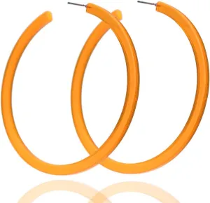 80's 90's C-shaped Stylish Chunky Earrings Colorful 70mm Large Hoop Earrings Acrylic Open Large Hoop Vintage Lightweight Earrings Halloween Party Jewelry