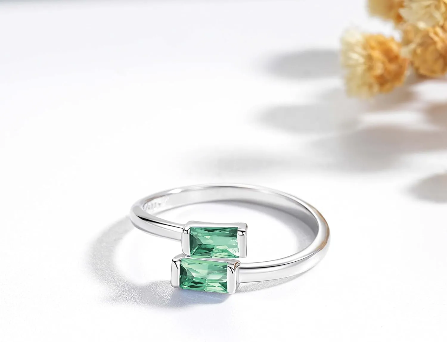 925 Sterling Silver Birthstone Rings for Women Dainty Adjustable Stackable Ring Engagement Wedding Promise Rings Birthday Christmas Valentines Jewelry Gift