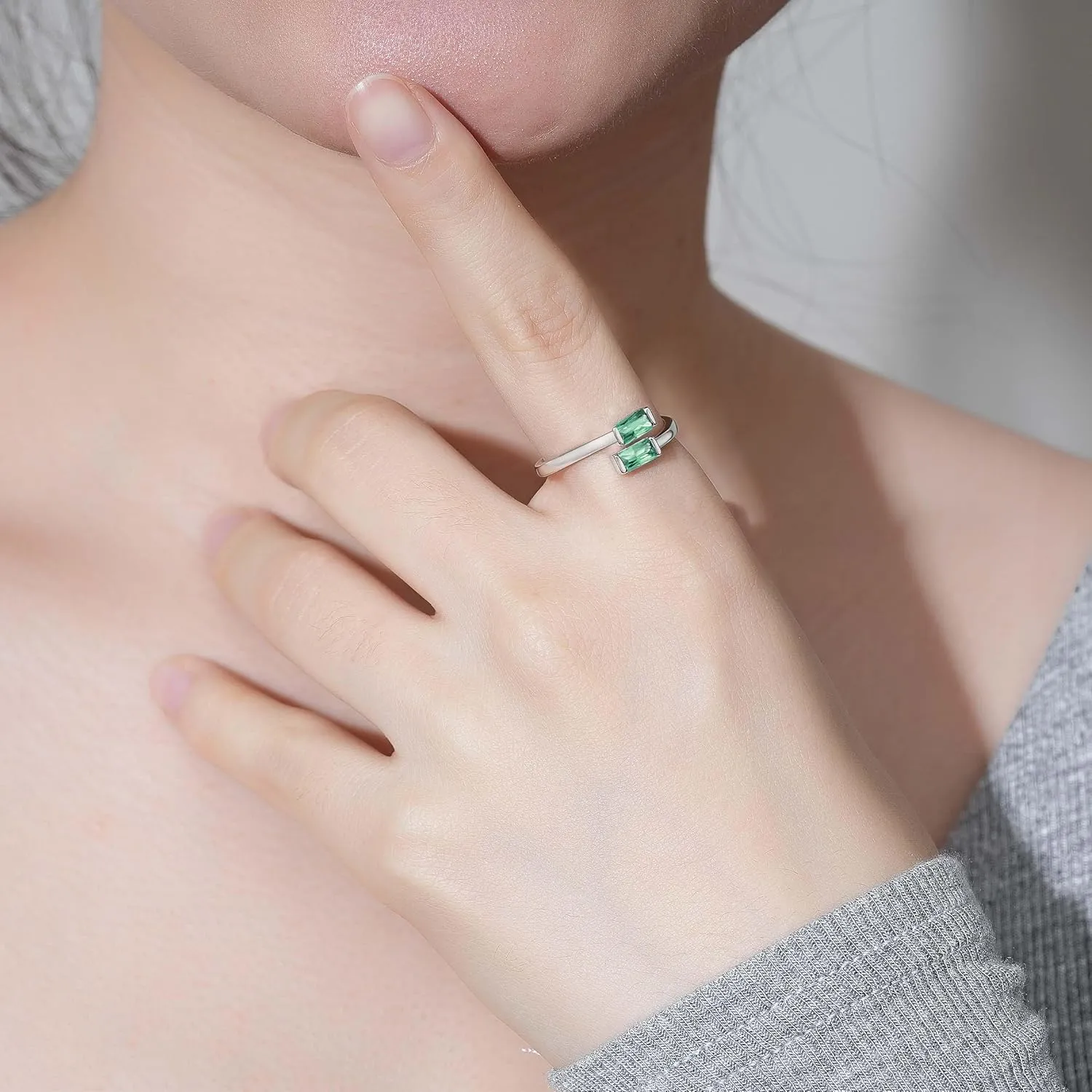 925 Sterling Silver Birthstone Rings for Women Dainty Adjustable Stackable Ring Engagement Wedding Promise Rings Birthday Christmas Valentines Jewelry Gift