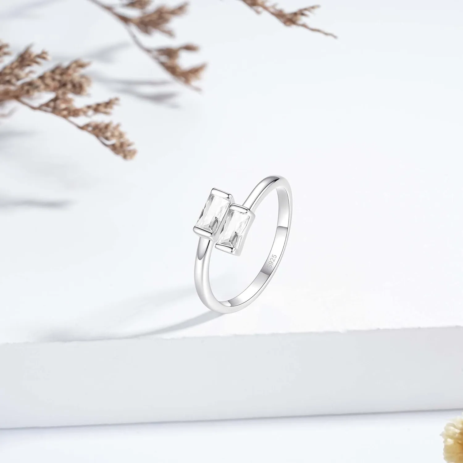 925 Sterling Silver Birthstone Rings for Women Dainty Adjustable Stackable Ring Engagement Wedding Promise Rings Birthday Christmas Valentines Jewelry Gift