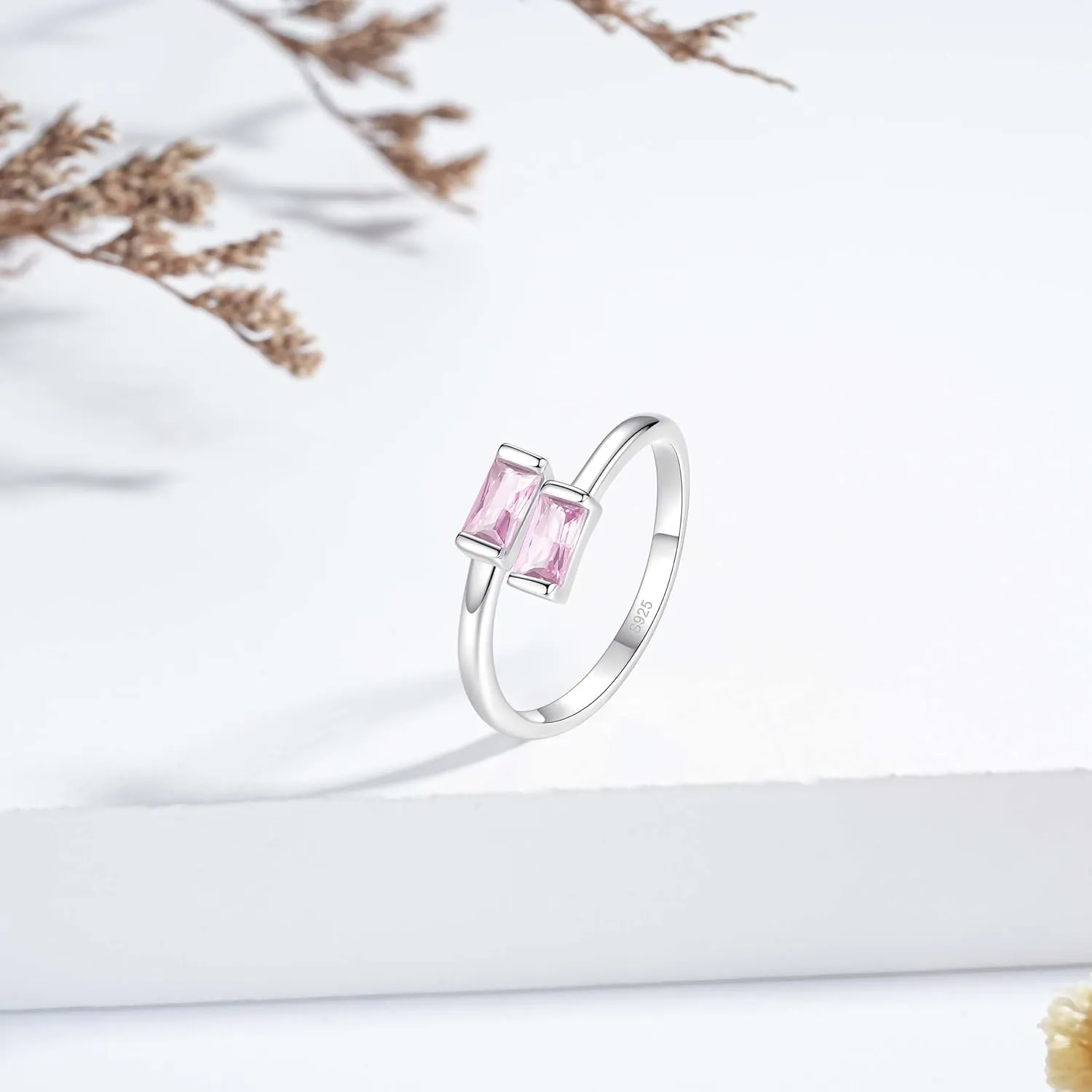925 Sterling Silver Birthstone Rings for Women Dainty Adjustable Stackable Ring Engagement Wedding Promise Rings Birthday Christmas Valentines Jewelry Gift