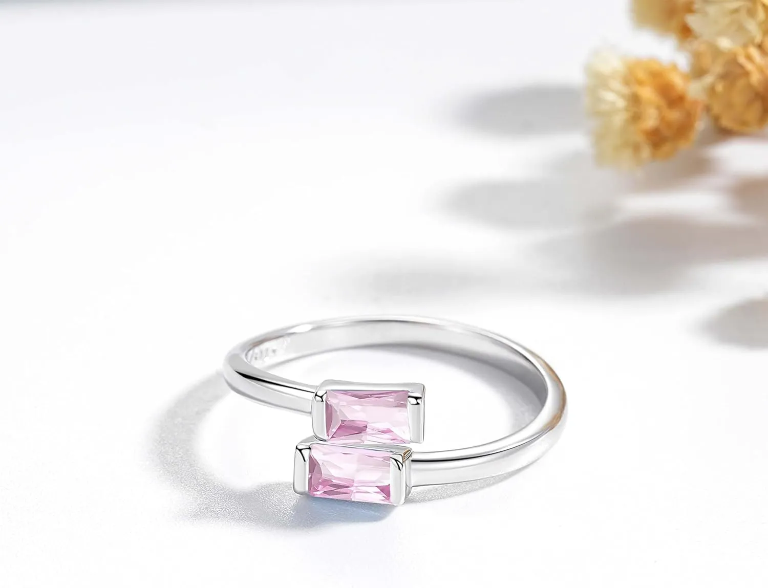 925 Sterling Silver Birthstone Rings for Women Dainty Adjustable Stackable Ring Engagement Wedding Promise Rings Birthday Christmas Valentines Jewelry Gift