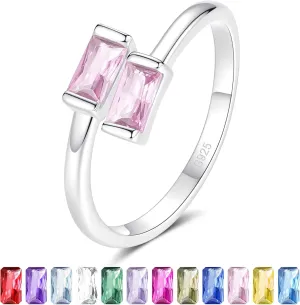 925 Sterling Silver Birthstone Rings for Women Dainty Adjustable Stackable Ring Engagement Wedding Promise Rings Birthday Christmas Valentines Jewelry Gift