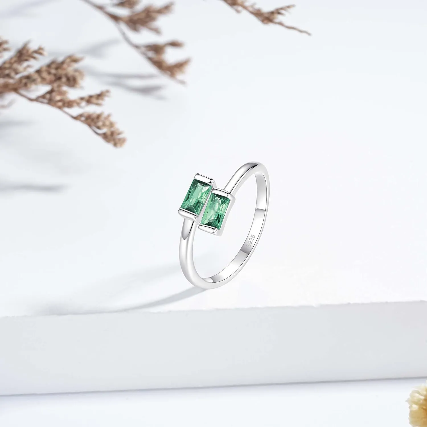 925 Sterling Silver Birthstone Rings for Women Dainty Adjustable Stackable Ring Engagement Wedding Promise Rings Birthday Christmas Valentines Jewelry Gift