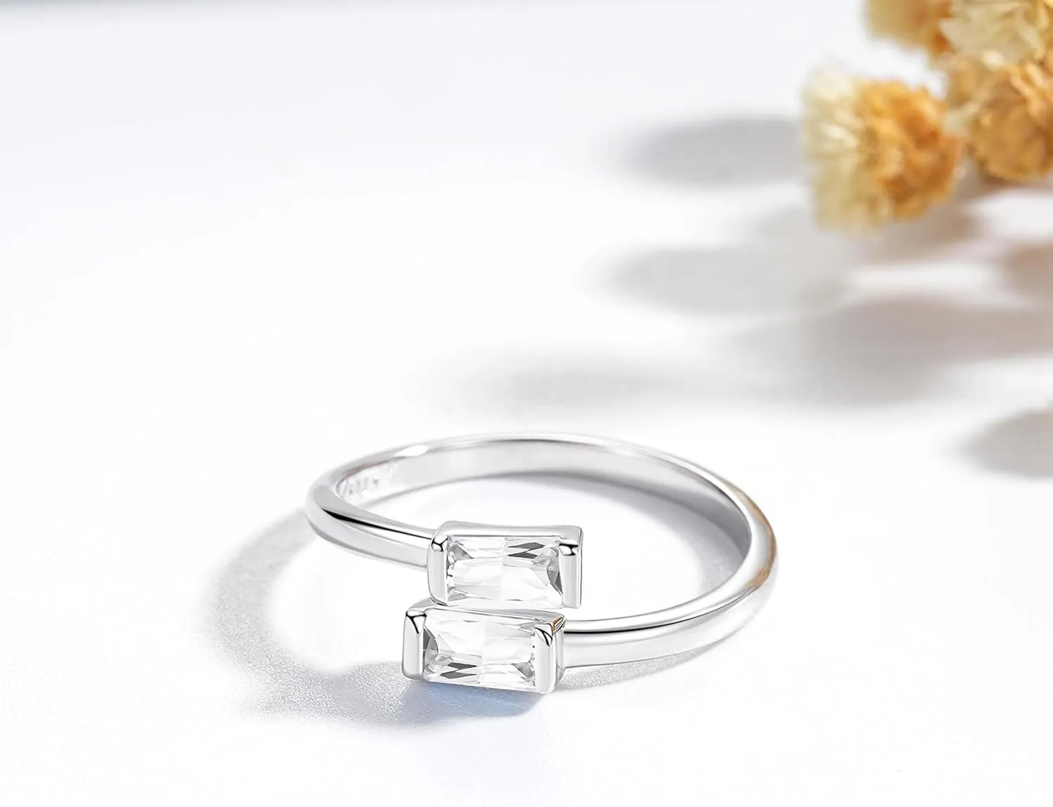 925 Sterling Silver Birthstone Rings for Women Dainty Adjustable Stackable Ring Engagement Wedding Promise Rings Birthday Christmas Valentines Jewelry Gift