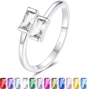 925 Sterling Silver Birthstone Rings for Women Dainty Adjustable Stackable Ring Engagement Wedding Promise Rings Birthday Christmas Valentines Jewelry Gift