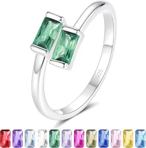 925 Sterling Silver Birthstone Rings for Women Dainty Adjustable Stackable Ring Engagement Wedding Promise Rings Birthday Christmas Valentines Jewelry Gift