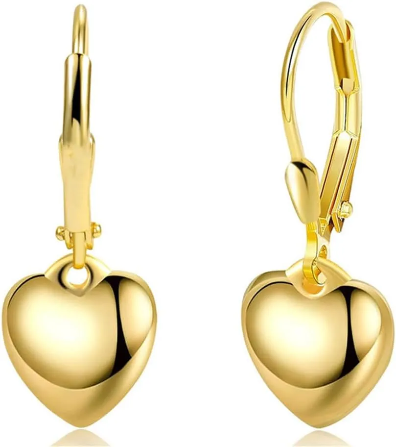 925 Sterling Silver Love Heart Dangle Earrings for Women Silver Dangle Leverback Earrings Lightweight Hypoallergenic Huggie Hoop Drop Earrings for Jewelry