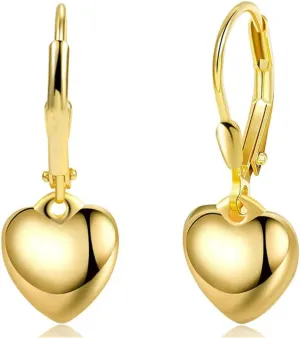 925 Sterling Silver Love Heart Dangle Earrings for Women Silver Dangle Leverback Earrings Lightweight Hypoallergenic Huggie Hoop Drop Earrings for Jewelry